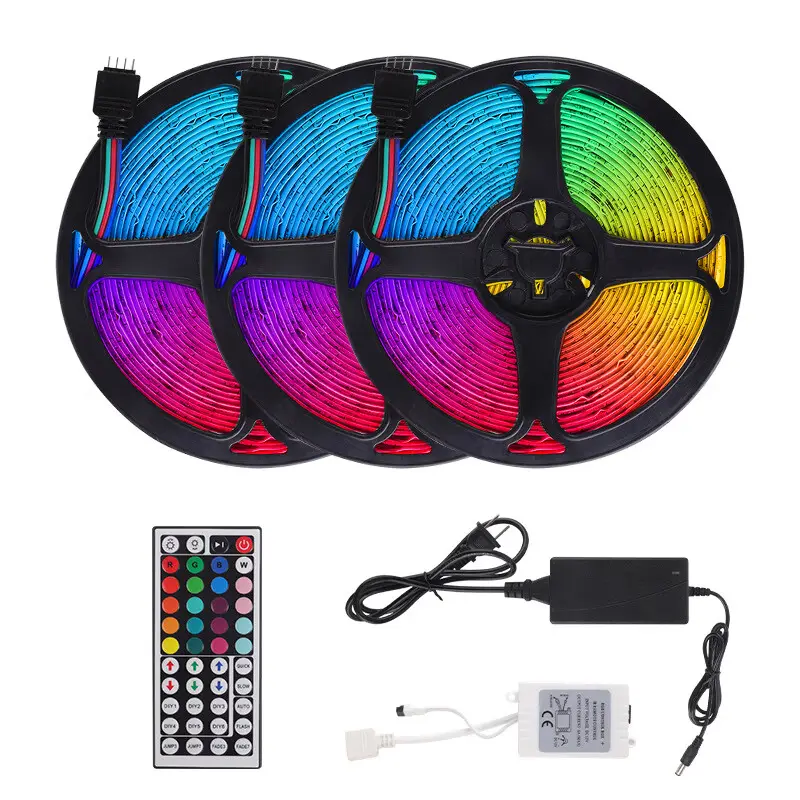 Hot Sell Smd3528 2835 300leds Rgb 5m Set Ip65 Wholesale Color Remote Controller Light Led Strip Set For Party