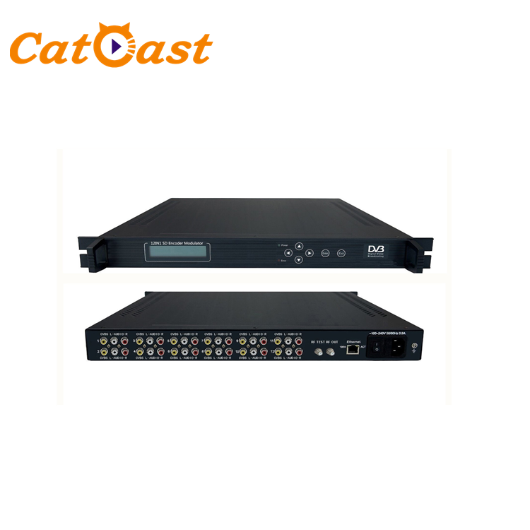 Цифровое телевидение 12 в 1 SD 12 CVBS видео из AV в DVB-C RF H.264 кодировщик модулятор