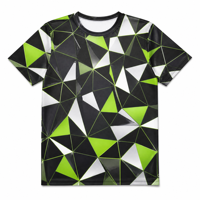 T-shirt pour homme en popeline 3D AOP 100% polyester avec motif noir lime, séchage rapide, respirant, col rond, OEM ODM