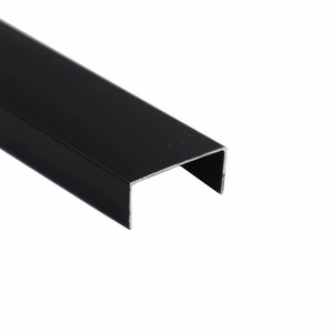 Aluminum Alloy U Shape Strip Black 6000 Series Extruded For Bathroom Partitions And <b>Door</b> Edges - Product Image 1