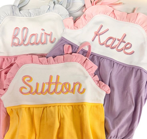 Monogram Fırfırlı Güneş Kıyafeti Bebek Kız Balon Kıyafet Bağcıklı İlk Doğum Günü Kıyafeti Yazlık Bebek Kız Tulum Takımları Paskalya - Product Image 4