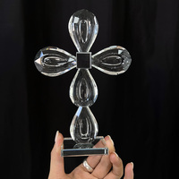 Croix en verre transparente, croix en cristal clair, souvenirs de baptême d'église en verre, cadeaux MH-S040