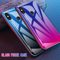 Casing Ponsel Kaca Tempered Gradien, Casing Penutup Pelindung Anti Guncangan, Casing Ponsel Kaca Tempered Gradien untuk Xiaomi Redmi Note 7 6 Pro 5 6A Mi 8 A2 Lite