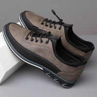 Chaussures décontractées rétro pour hommes en cuir véritable, à lacets élastiques, semelle souple et flexible, respirantes et confortables pour la marche