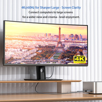 Câble adaptateur convertisseur ULT-unite 4k 60hz USB HDMI mâle vers DP mâle, HDMI avec alimentation USB pour PC, ordinateur portable, projecteur HD