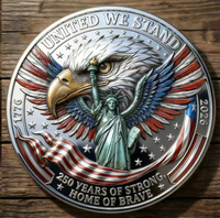 Offre Spéciale Pièce Commémorative en Fer Émaillé en Relief Bicolore, Motif Tête d'Aigle et Torche de la Statue de la Liberté