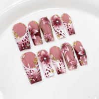 Collection Automne Ongles : Luxe, Fleurs 3D, Pierres Précieuses, Armoire de Mode Automnale, Réutilisables, Faits Main, Beauté des Ongles Brillante, Imprimé Léopard, Feuille d'Or
