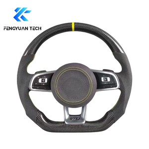 Volante Deportivo Personalizado con Calefacción, LED, Cuero y Alcántara, Fibra de Carbono Forjada para VW <span class=keywords><strong>Golf</strong></span> 7R/GTI/MK7/Golf7.5/<span class=keywords><strong>Sportsvan</strong></span>/Lamando/<span class=keywords><strong>R</strong></span>-<span class=keywords><strong>Line</strong></span> - Product Image 3