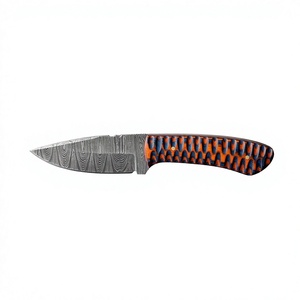 Couteau à lame fixe en acier Damas avec manche coloré, personnalisable pour la chasse, le camping et la survie - Product Image 3