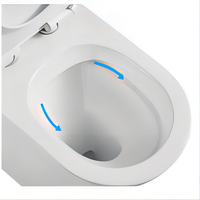 WC monobloc en céramique blanc avec siphon en S et abattant doré pour salle de bain