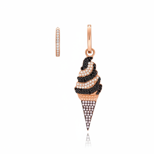 <b>Black</b> and White CZ Stone Zircon Ice Cream Design Fashion Fine Jewelry Wholesale 925 Sterling Silver <b>Earrings</b> - Product Image 2