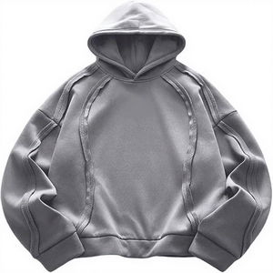 <b>Men's</b> <b>Oversized</b> Hooded Sweatshirt Solid Gray Fleece Casual Regular Fit Knitted Long Sleeve Autumn Wear - Product Image 1