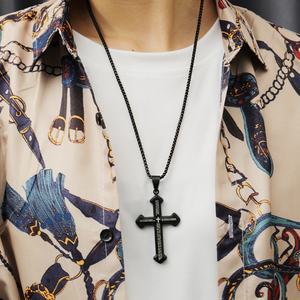 Collar con Colgante de Cruz de Acero Inoxidable con Versículo Bíblico, Joyería Religiosa con Diseño de Jesús, Cadena de Moda Estilo Hip Hop para Hombre, Regalo - Product Image 4