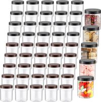 Pot en plastique transparent pour animaux de compagnie de qualité alimentaire 80ml 100ml 120ml 150ml 250ml avec couvercle noir