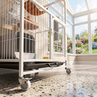 Cage à chat à 2 niveaux de taille moyenne avec roulettes |   Cage pour animaux de compagnie en métal 60x45x85cm, avec bac à litière fermé, griffoir, hamac, meubles pour toutes les saisons