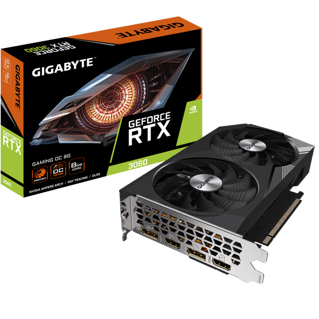 GV-N3060GAMING OC-8GD RTX 3060 GAMING OC 8G PCI Express GPU Graphics Card 2x WINDFORCE Fans 128-bit GDDR6 Rev2.0