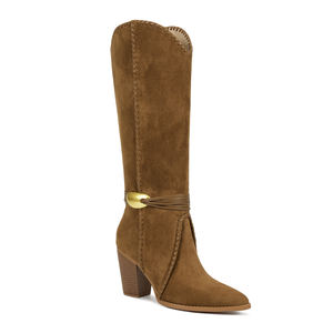 <span class=keywords><strong>Botas</strong></span> Largas de Moda WETKISS 2026 para Mujer, <span class=keywords><strong>Botas</strong></span> Vaqueras Retro Bohemias <span class=keywords><strong>con</strong></span> Punta Puntiaguda, Tacón Grueso y Herrajes Dorados - Product Image 1