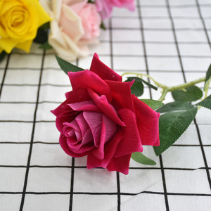 AF10103 vendita calda artificiali grandi Rose mazzo <span class=keywords><strong>di</strong></span> <span class=keywords><strong>fiori</strong></span> <span class=keywords><strong>di</strong></span> seta giardino rosso singolo velluto rosa floreale - Product Image 5