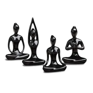 Abstrato arte resina yoga possui estatueta, figura de yoga 4 peças meditação estátua