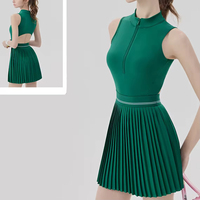 JJ-DS004 Halbhoher Kragen Reißverschluss Yoga-Jumpsuit mit Gepolstertem Verstellbarem Rückenausschnitt Yoga-Kleid Sport Fitness Badminton Tennis Kleid