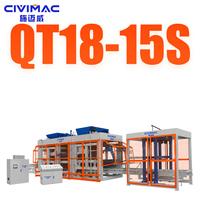 Machine à fabriquer des blocs de ciment entièrement automatique, pour blocs creux, pleins et emboîtables, ligne de production de briques automatique PLC QT18
