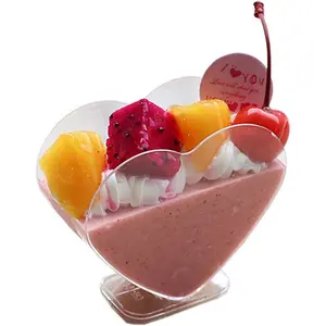 80ml rõ ràng Mousse hình trái tim bánh ly dùng một lần kem tráng miệng bát nếm Mẫu salad Sundae bánh cốc