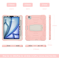 Coque de protection robuste antichoc et anti-chute pour iPad Air 11 pouces et iPad Pro 11 pouces 2024 & iPad Air 11 2025 (M3) avec support intégré, résistante aux chocs et aux impacts des enfants
