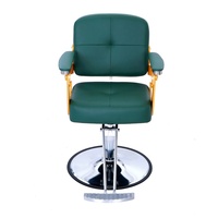Fauteuil de coiffure inclinable haut de gamme, entièrement vert, avec pompe hydraulique robuste, rotation à 360 degrés, en cuir PU, pour barbier