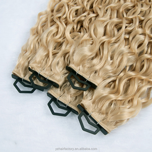 ผมลอนสีบลอนด์ขาวแบบเวฟ  ชนิด Genius Weft  แบบ Double Drawn ผมรัสเซีย  แบบ Hole Weft  แบบ Butterfly Weft  แบบ Curly Weft  แบบ Invisible Extensions - Product Image 3
