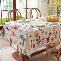 Nappe de table à franges motif lapin et fleurs, imprimé floral de Pâques, en mélange polyester-coton, style nordique, anti-poussière, pour le commerce transfrontalier