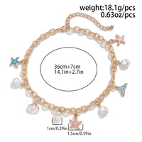 Collier bohème à chaîne épaisse avec perles imitées et étoile de mer pour femmes, accessoires tendance pour femmes, bijoux de mode pour femmes, cadeau