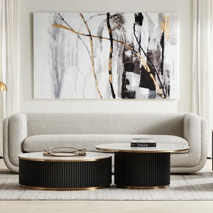 Villa de lujo moderna Muebles de sala de estar Mesa de centro con base de metal de alta calidad con mesa de mármol natural Nuevo diseño - Product Image 6