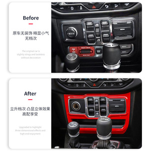 Panel de Consola Central con Patrón de Carbono Rojo, Instalación con Cinta 3M ABS para Jeep Wrangler JL 18-22 - Product Image 4