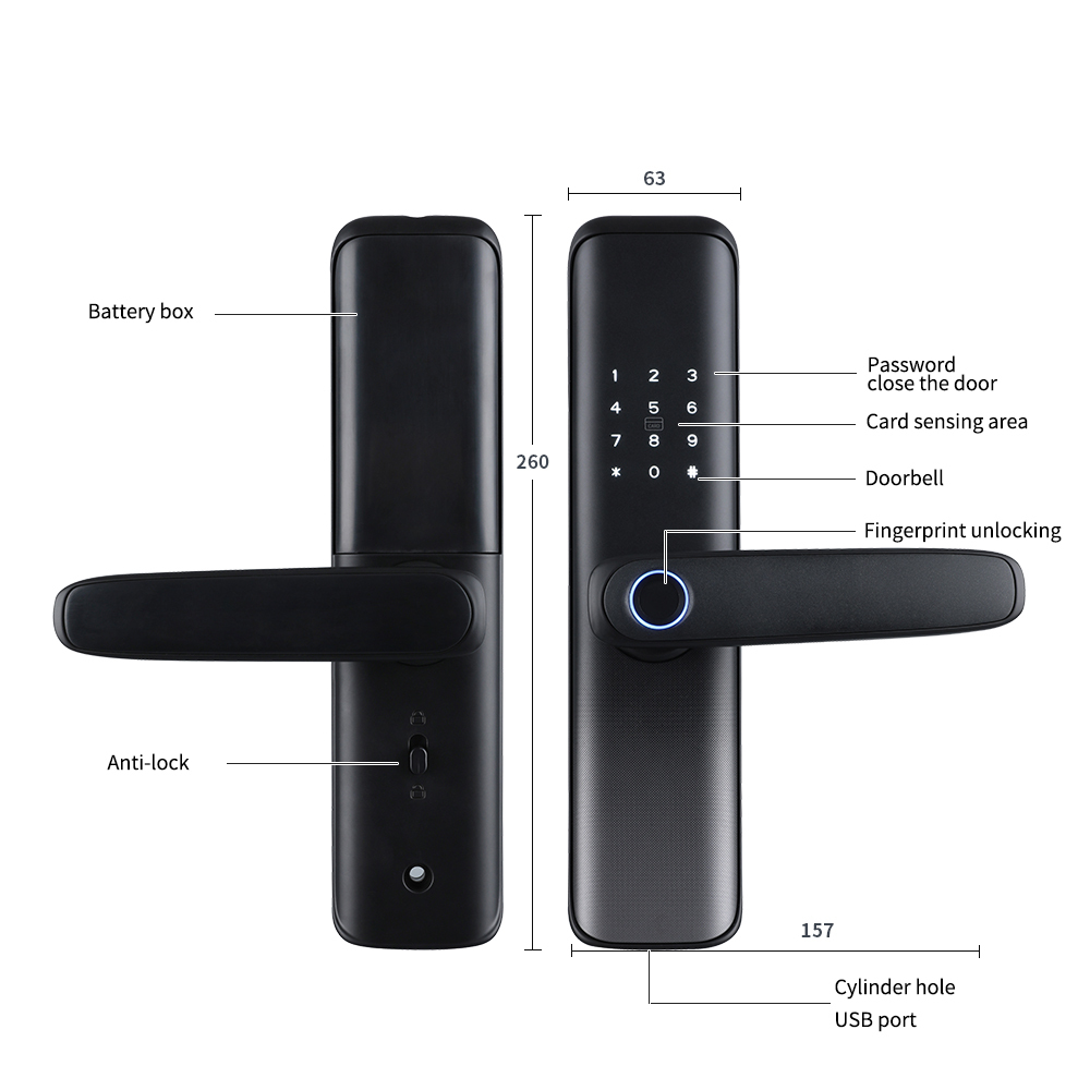 TTlock Smart Lock Biometric Fingerprint Password Card Keyless Interior Door Handle for Airbnb Apartment Management BLE APP Cloud · image 2