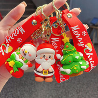 Décorations de Noël de luxe personnalisées en gros PVC mousqueton porte-clés impression UV cadeaux promotionnels dessin animé père noël design