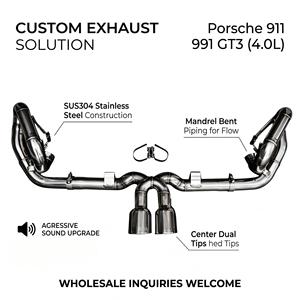Sistema de Escape de Alto Flujo Vortex SS304 con Doble Salida para Porsche 911 991 GT3 4.0L 2014-2019, Kits de Rendimiento de Instalación Directa - Product Image 1