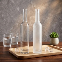 Bouteilles en verre transparent Flint personnalisées en gros, 200 ml, 375 ml, 500 ml, à col long, pour vin glacé, avec bouchons
