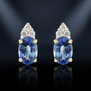 ต่างหูทองคำ 18K ประดับเพชรและไพลินสีน้ำเงิน - Product Image 6