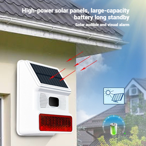 Sirene surya strobo <span class=keywords><strong>Alarm</strong></span> nirkabel 433MHZ kualitas tinggi untuk sistem keamanan rumah tahan air penggunaan luar ruangan