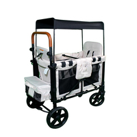 Wagon poussette pliable en acier et cuir pour enfants, approuvé CPSC, capacité de charge de 20 kg, pour enfants de 0 à 6 ans