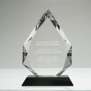 कस्टम डिजाइन पानी की बूंद आकार सियान हरे कांच खत्म पारदर्शिता क्रिस्टल Tropy पुरस्कार - Product Image 5