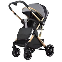 Poussette de voyage pliable réglable en hauteur avec siège réversible et grand espace de rangement