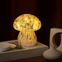 Lampe de table LED moderne au design champignon blanc, lumière blanc chaud 2700K, verre central, alimentation par batterie, pour chambre à coucher, chevet, IRC 80