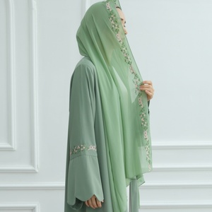 Loriya Abaya 2025 Nhà Sản Xuất Hồi Giáo Quần Áo Của Phụ Nữ Dresses Phía Trước Thêu Abaya Và Hijab 2Pcs Thiết Lập Mùa Hè Hồi Giáo Abaya - Product Image 2