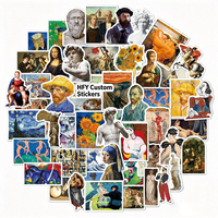 Autocollants d'art personnalisés en peinture à l'huile, 104 pièces, Van Gogh, Mona Lisa, autocollants en vinyle imperméables, pour ordinateur portable, bagages, journal, téléphone, décoration