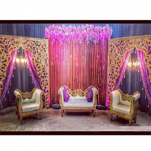 Musulmán Nikah Stage Mehraab Marcos de fondo Arco dorado Estilo Boda Etapa Paneles Maharani Boda Telón de fondo Marcos Etapa EE. UU. - Product Image 1
