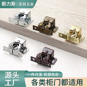 Loquet de porte d'armoire à ressort double roue en acier inoxydable traditionnel, quincaillerie de placard durable - Product Image 2