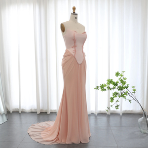 Robes de soirée sirène en mousseline de soie drapée <span class=keywords><strong>rose</strong></span> poudré faites à la main, corset perlé, <span class=keywords><strong>robe</strong></span> de mariée formelle, <span class=keywords><strong>robe</strong></span> de <span class=keywords><strong>demoiselle</strong></span> <span class=keywords><strong>d</strong></span>'<span class=keywords><strong>honneur</strong></span>, taille 220-1 - Product Image 6