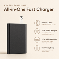 Pengisi Daya Cepat USB-C 2-Port 35W & 15W Terbaru dengan Kabel Retraktil Elektrik PD3.0 & QC3.0 untuk Ponsel S21/S22