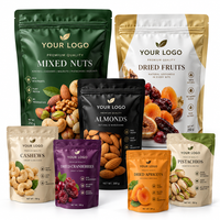 250g 500g Recyclebare notenstand-up pouches, voedselveilige PE transparante zakken met ritssluiting en venster voor gedroogd fruit en snacks
